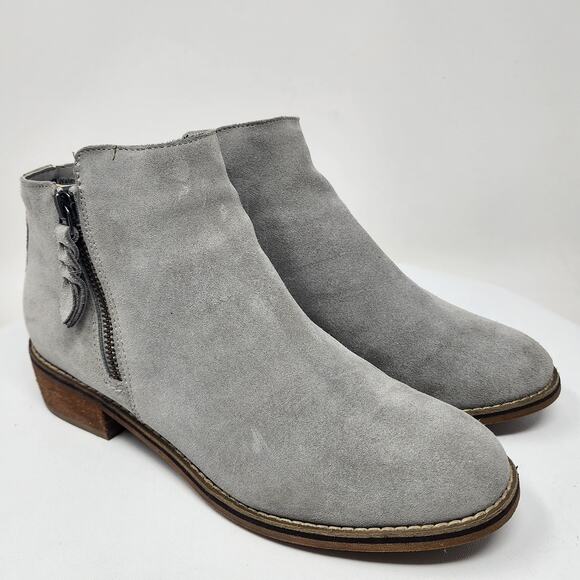 Blondo Liam Booties Women 9M Light Grey Suede Double Zip Waterproof Low Heel - Picture 1 of 11